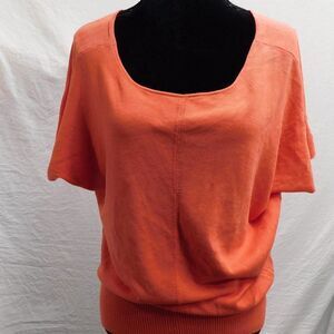 Anthropologie MOTH S Coral V-Neck Dolman Sleeve Short Sleeve Sweater EUC